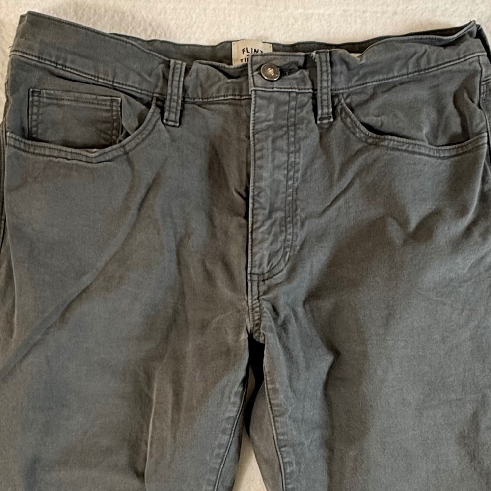 Flint and Tinder 365 Pant Mens 32x30 Slim Fit Cotton Canvas Charcoal Grey
